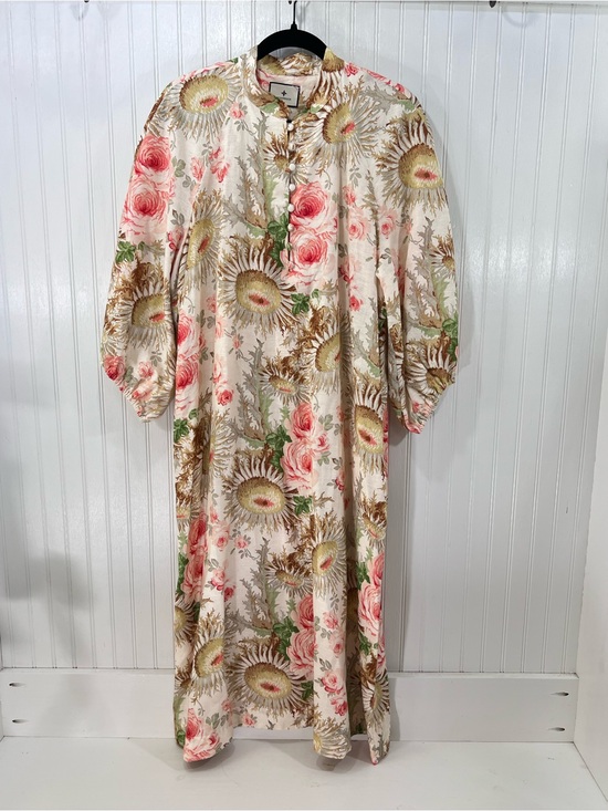 Tuckernuck Dresses & Skirts - Tuckernuck XL Floral Linen Cotton Shirt Dress Rose Thistle Midi